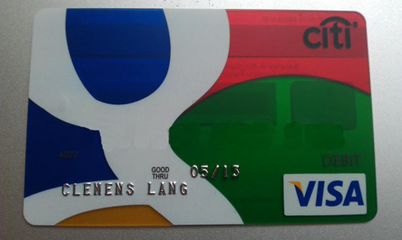 VISA credit card in Google colors with the Google g