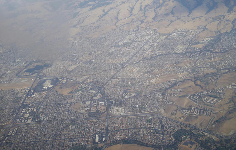 The bay area from above after takeoff