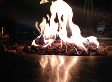 Close-up shot of a fireplace